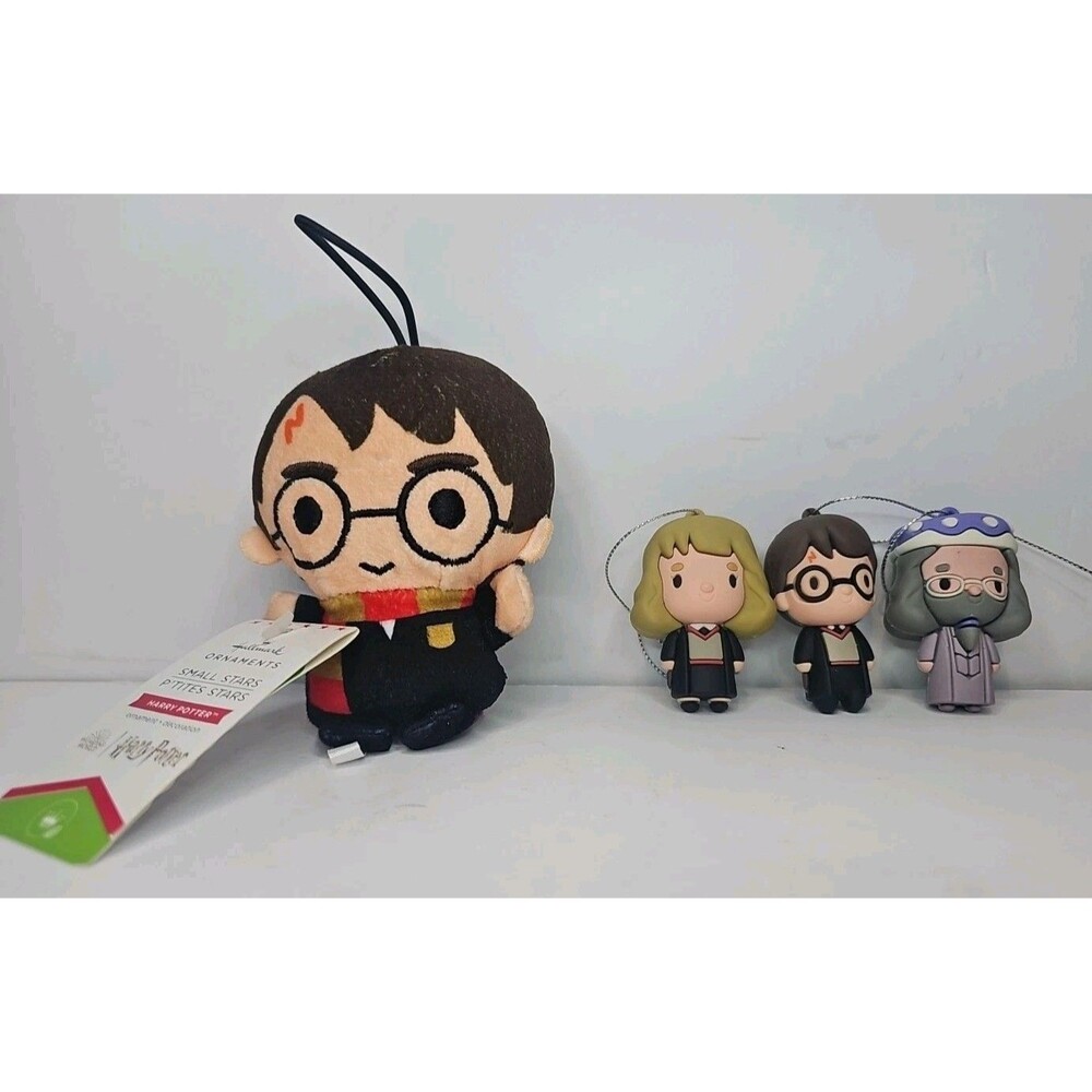 Harry Potter Hallmark Ornament LOT 4" Harry Small Stars With Tags 3 Mini Figure